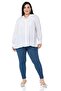 Plus Size White Shirt with Chest Detail and Sleeves and Back Pleats - 2