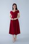 Women's Boat Neck Flared Midi Length Woven Drapey Dress Fabric Evening and Graduation Dress - 5
