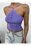 Women's Cross Strap Stone Detailed Crop Knitwear Blouse - 2