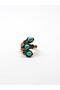 Natural Stone 3-Piece Turquoise Natural Stone Embroidered Adjustable Women's Ring - 3