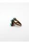 Natural Stone 3-Piece Turquoise Natural Stone Embroidered Adjustable Women's Ring - 4