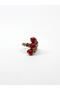 Natural Stone 3-Piece Coral Natural Stone Embroidered Adjustable Women's Ring - 3