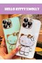 Water Green Hello Kitty Standing Luxury Silicone Case For Vivo Y20s With Gold Detailed Edges - 6