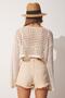 Women's Cream Openwork Crop Knitwear Blouse YY00151 - 4