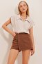 Women's Stone Cuffed Double Short Sleeve Textured Shirt ALC-X8724 - 3