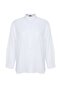 Beyaz Loose Fit Basic Pamuklu Uzun Kollu Dokuma Büyük Beden Gömlek TBBSS22GO0319 - 8