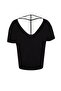 Siyah Oversize Fit Yaka Detaylı Büyük Beden Örme T-Shirt TBBSS22TS0877 - 8