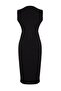 Siyah Bodycone/Vücuda Oturan Kemerli Drape ve Yırtmaçlı Örme Elbise TBBSS22AH00008 - 9