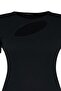 Siyah Fitted/Vücuda Oturan Fitiili Cut-Out Detaylı Crop Örme Bluz TBBSS22AF00020 - 8