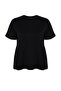 Siyah Bisiklet Yaka Geniş Kalıp %100 Pamuk Örme T-Shirt TBBSS22TS2094 - 6