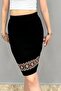 Women's Black Embroidered Pencil Skirt