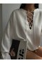 FRONT TIE COMFORTABLE FIT LINEN BLUZ - 2