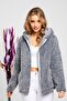 Women's Gray Zippered Fleece Cardigan