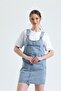 Ice Blue Denim Jumpsuit Skirt with Salopette - 2