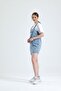 Ice Blue Denim Jumpsuit Skirt with Salopette - 3