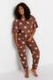 Kahverengi Ayıcık Desenli Örme Pijama Takımı TBBAW23AI00039