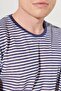 Men's White-Navy Blue Slim Fit Narrow Cut Crew Neck Striped T-Shirt - 4