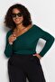 Emerald Green Asymmetric Collar Body-Hugging Slim Knitwear Sweater Tbbaw24An00018 - 3