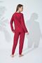burgundy Lace Detailed Viscose Pajama Set - 4