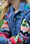Women's Denim Jacket with Patchwork Detail on the Sleeves - 4