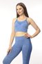 WOMEN'S GREEN MELANGE SEAMLESS FINISHING THIN STRAP BRA TOP AND BOTTOM FITNESS SET - 2