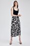 A-Cut Floral Normal Waist Slit Midi Skirt - 4