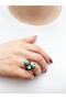 Natural Stone 3-Piece Turquoise Natural Stone Embroidered Adjustable Women's Ring