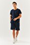Navy Blue Comfortable 100% Cotton Combed Cotton Lace Up Short Trendy Men's Shorts with Pockets - 2