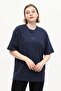 Navy Blue 100% Cotton Front and Back Printed Boyfriend Crew Neck Knitted T-Shirt - 3