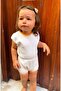 White Baby Bodysuit with Elastic Waist - 5