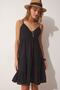 Women's Black Strap Laced Knitted Dress RV00121 - 3