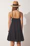 Women's Black Strap Laced Knitted Dress RV00121 - 4