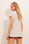 Women's Stone Cuffed Double Short Sleeve Textured Shirt ALC-X8724 - 5
