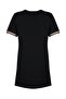 Siyah Bisiklet Yaka %100 Pamuk Kolları Biye Detaylı Örme Büyük Beden T-shirt Elbise TBBSS22EL1591 - 8