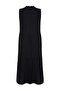 Black Shift/Straight Cut Stand Collar Midi Woven Dress Tbbss22El1593 - 8