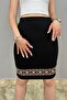 Women's Black Embroidered Pencil Skirt - 2