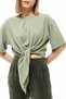 Green Crew Neck Waist Tie T-shirt - 2