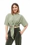 Green Crew Neck Waist Tie T-shirt - 5