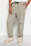 Açık Haki Lastikli Beli Bağlamalı Jogger Fit Baggy Paraşüt Pantolon TMNSS23PL00045