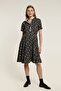 CHARLOTTE Button-Necked and Ruffled A-Line Skirt Black Maternity Dress