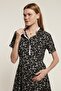 CHARLOTTE Button-Necked and Ruffled A-Line Skirt Black Maternity Dress - 4