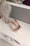 Mother of Pearl Leather Side Transparent 9 cm Heeled Women's Wedding Dress Shoes with Star Accessory - 4