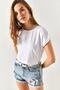 Women's White Bat Knitted Viscose Blouse BLZ-19001916 - 6