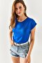 Women's Cobalt Blue Bat Knitted Viscose Blouse BLZ-19001916 - 2