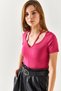 Women's Fuchsia Roba Cross Crepe Blouse BLZ-19002346 - 3