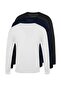 Siyah-Beyaz-Lacivert Regular/Normal Kesim Uzun Kollu 3'lü Basic Paket T-Shirt TMNAW21TS0197 - 2