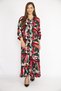 Women's Colorful Large Size Woven Viscose Fabric Front Buttoned Skirt Tip Layered Long Sleeve Dress 65n36471 - 4