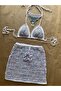 Serena Special Design Shiny Crochet Set with Skirt Top Necklace - 6