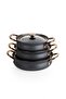 3724 Bakraç Stew and Sauce Set - Fireproof Non-Stick 3-Piece Sauce Set Anthracite - 3
