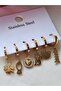 Steel 6 Piece Multiple Earrings Gold Water Resistant - 2